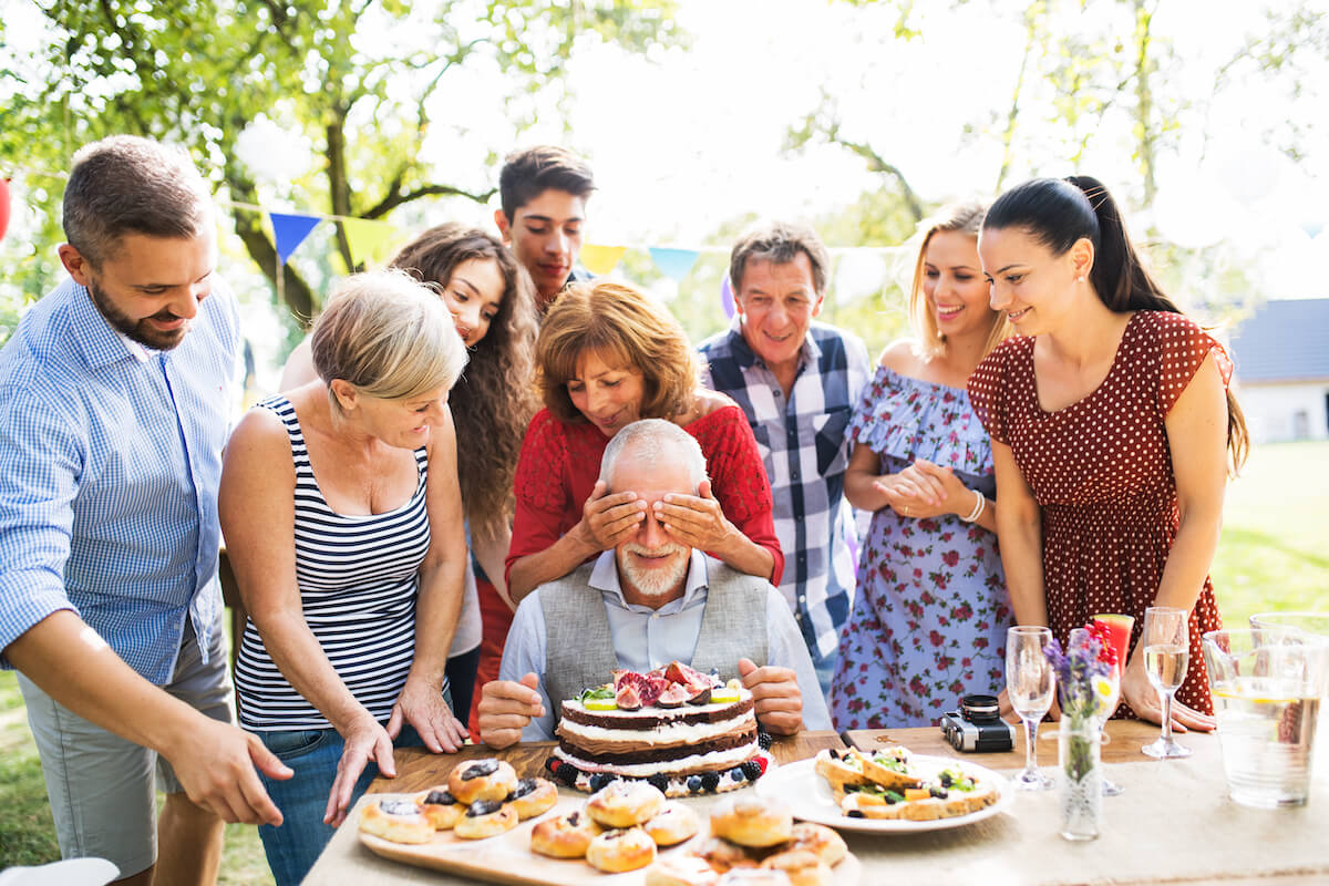 Family gathered to celebrate grandpa's birthday