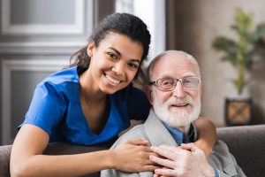 Caregiver with senior man